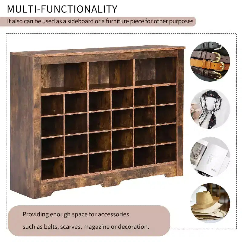 Meuble de rangement pour 24 paires de chaussures avec console et buffet à base incurvée – Noir