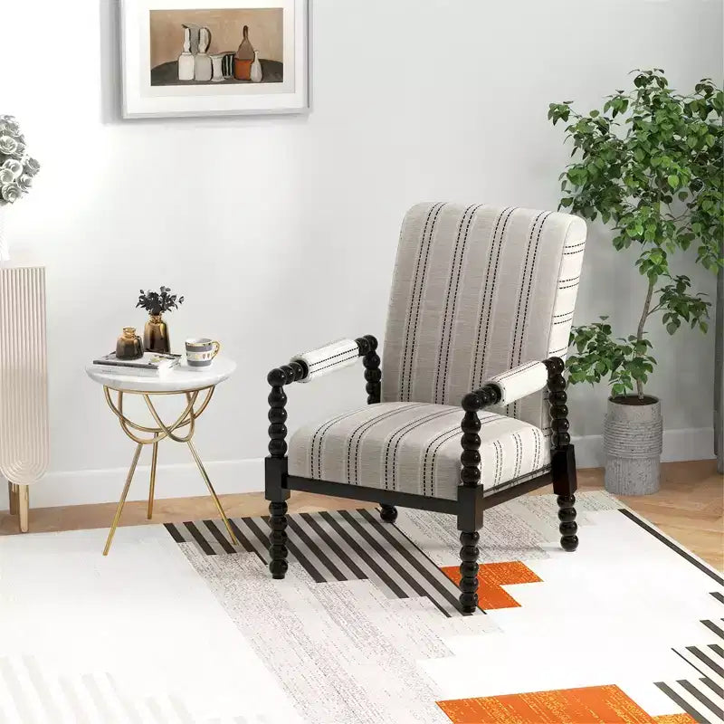 Fauteuil d'appoint rembourré avec structure en bois d'hévéa et dossier ergonomique