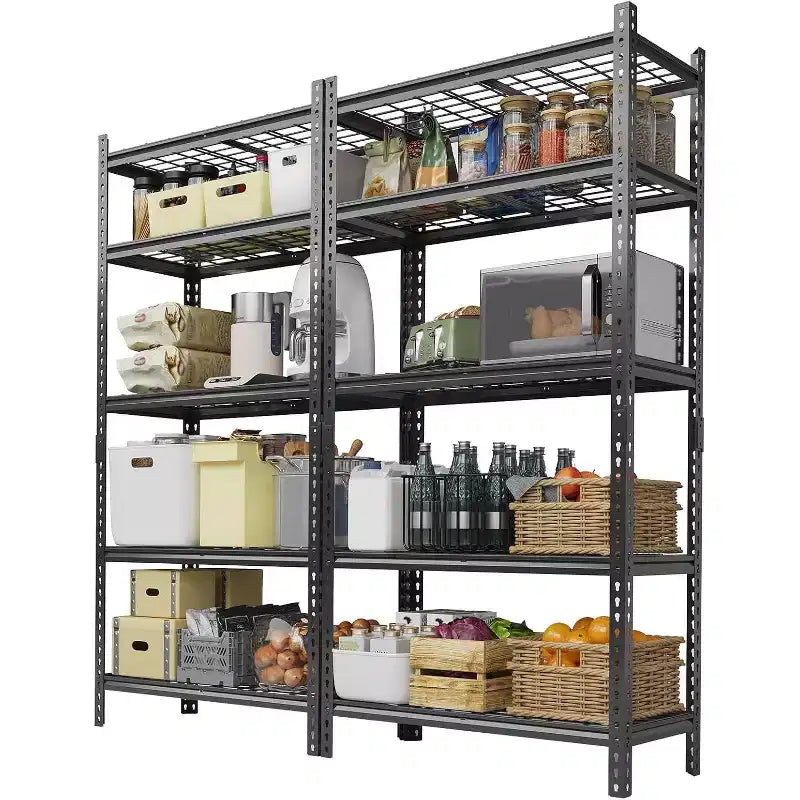 Étagère de rangement métallique, support de rangement réglable à 5 niveaux, étagères de garage robustes, 907 kg pour garage, entrepôt, 91,4 x 40,6 x 182,9 cm, lot de 2