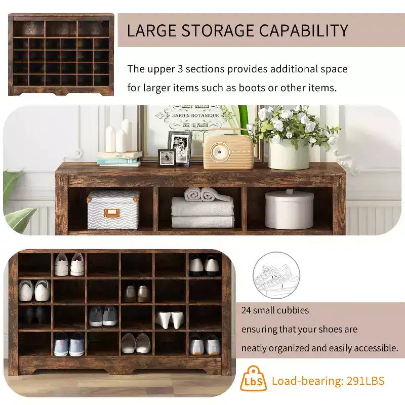 Meuble de rangement pour 24 paires de chaussures avec console et buffet à base incurvée – Noir
