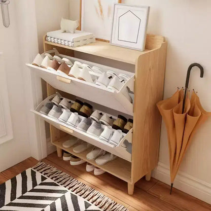 Meuble à chaussures avec 2 tiroirs basculants, Organisateur de chaussures mince de 80 cm, Armoire à chaussures étroite et autonome cachée pour entrée, salon, couloir