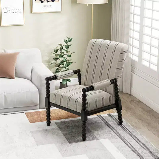 Fauteuil d'appoint rembourré avec structure en bois d'hévéa et dossier ergonomique