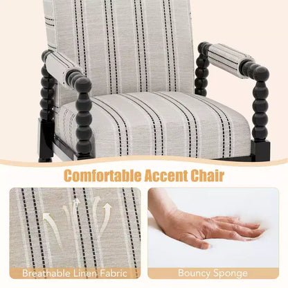 Fauteuil d'appoint rembourré avec structure en bois d'hévéa et dossier ergonomique