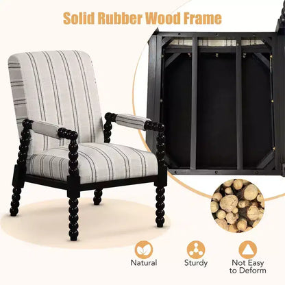 Fauteuil d'appoint rembourré avec structure en bois d'hévéa et dossier ergonomique