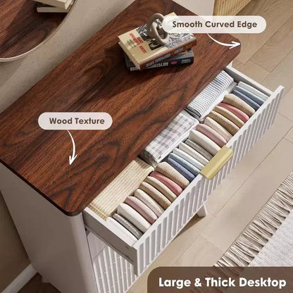 Commode cannelée pour chambre avec 5 tiroirs profonds, commode haute, design à profil incurvé, commode moderne en bois, pour salon, couloir
