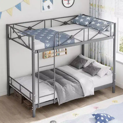 Lit superposé métallique, deux places superposées, lits superposés industriels robustes avec barres de sécurité et design peu encombrant, lit en acier pour école, chambre à coucher