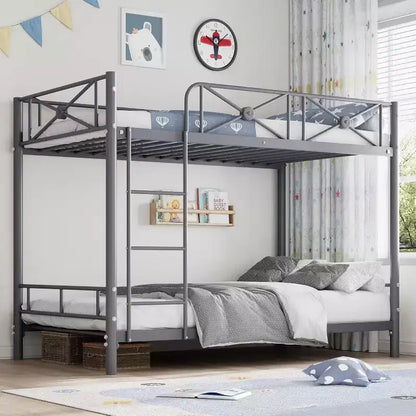 Lit superposé métallique, deux places superposées, lits superposés industriels robustes avec barres de sécurité et design peu encombrant, lit en acier pour école, chambre à coucher