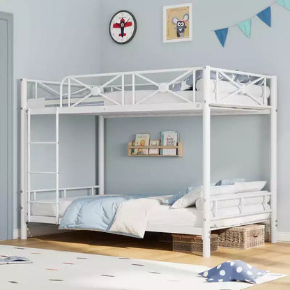 Lit superposé métallique, deux places superposées, lits superposés industriels robustes avec barres de sécurité et design peu encombrant, lit en acier pour école, chambre à coucher