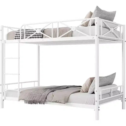 Lit superposé métallique, deux places superposées, lits superposés industriels robustes avec barres de sécurité et design peu encombrant, lit en acier pour école, chambre à coucher