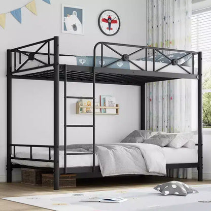 Lit superposé métallique, deux places superposées, lits superposés industriels robustes avec barres de sécurité et design peu encombrant, lit en acier pour école, chambre à coucher