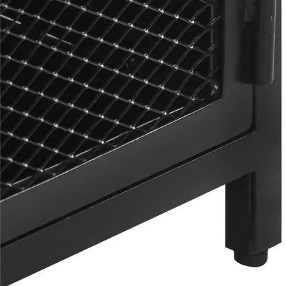 Chevet en bois de manguier brut massif avec porte grillagée 40x30x53 cm