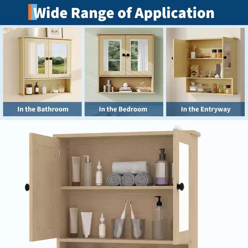Meuble de rangement mural de salle de bain, organiseur 2 niveaux au-dessus des toilettes, armoire en bois étanche pour salle de bain, cuisine, salon