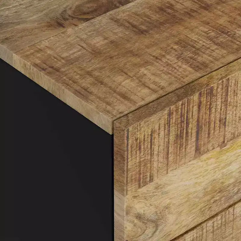 Table de chevet industrielle avec 3 tiroirs en bois massif - Bois clair