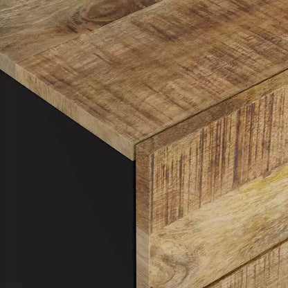 Table de chevet industrielle avec 3 tiroirs en bois massif - Bois clair