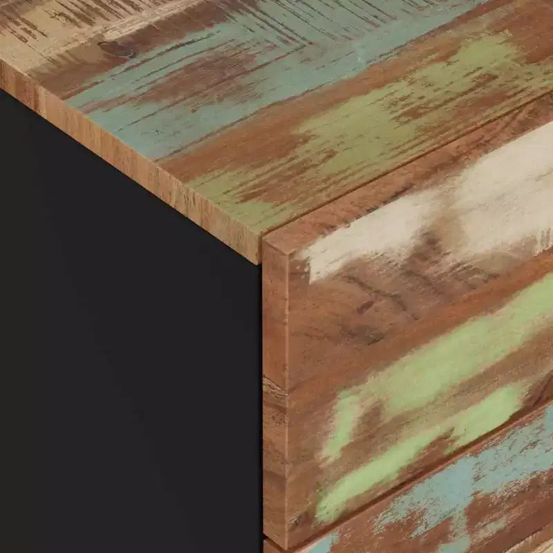 Table de chevet industrielle avec 3 tiroirs en bois massif - Bois clair