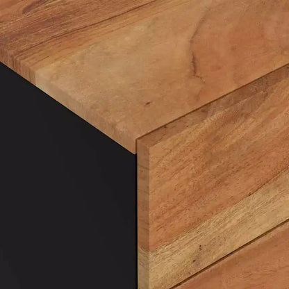 Table de chevet industrielle avec 3 tiroirs en bois massif - Bois clair