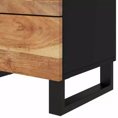 Table de chevet industrielle avec 3 tiroirs en bois massif - Bois clair