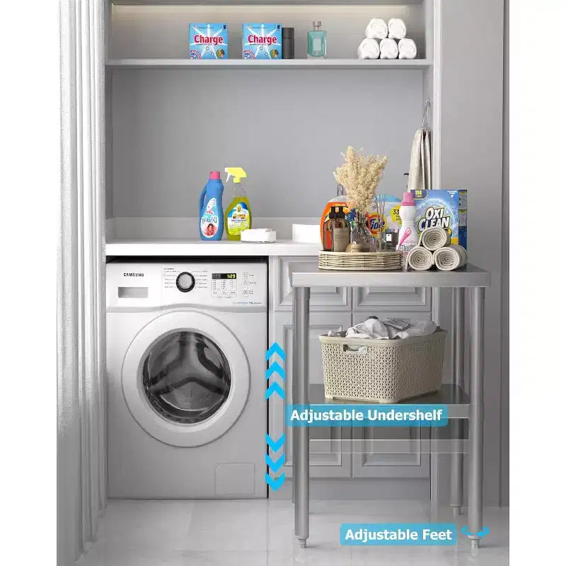Établi double niveau - Sans roues/dossier (acier inoxydable)