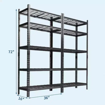 Étagère de rangement métallique, support de rangement réglable à 5 niveaux, étagères de garage robustes, 907 kg pour garage, entrepôt, 91,4 x 40,6 x 182,9 cm, lot de 2