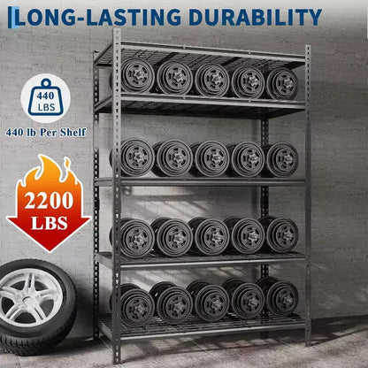 Étagère de rangement métallique, support de rangement réglable à 5 niveaux, étagères de garage robustes, 907 kg pour garage, entrepôt, 91,4 x 40,6 x 182,9 cm, lot de 2