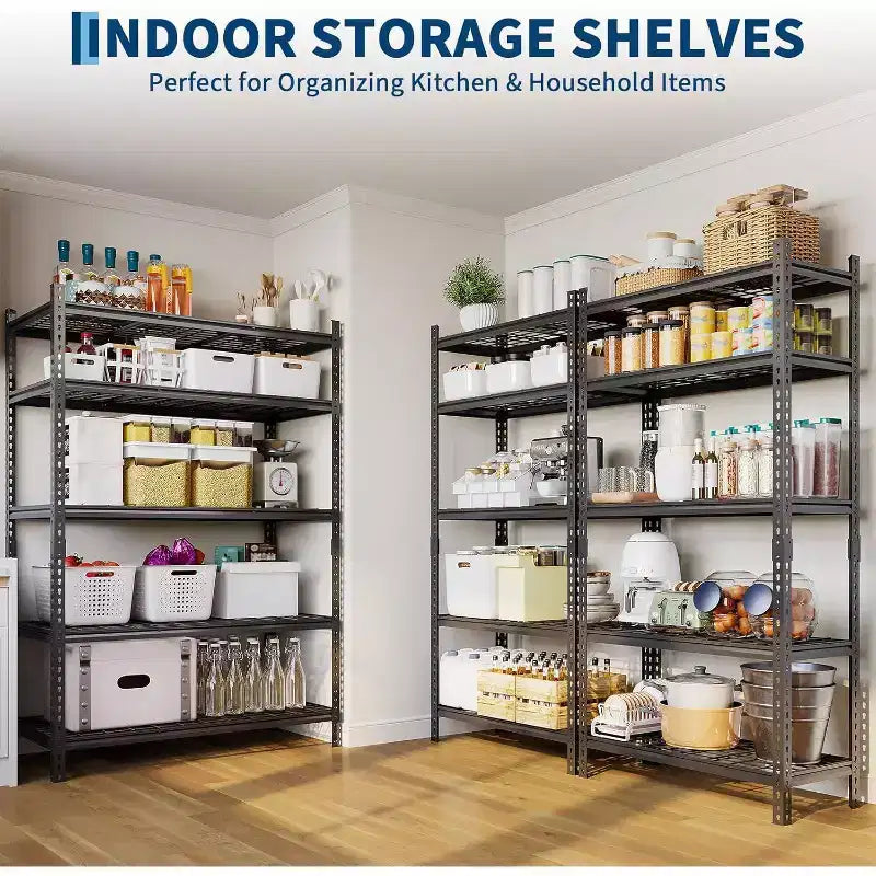 Étagère de rangement métallique, support de rangement réglable à 5 niveaux, étagères de garage robustes, 907 kg pour garage, entrepôt, 91,4 x 40,6 x 182,9 cm, lot de 2