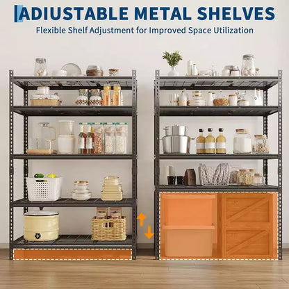 Étagère de rangement métallique, support de rangement réglable à 5 niveaux, étagères de garage robustes, 907 kg pour garage, entrepôt, 91,4 x 40,6 x 182,9 cm, lot de 2