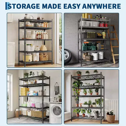 Étagère de rangement métallique, support de rangement réglable à 5 niveaux, étagères de garage robustes, 907 kg pour garage, entrepôt, 91,4 x 40,6 x 182,9 cm, lot de 2