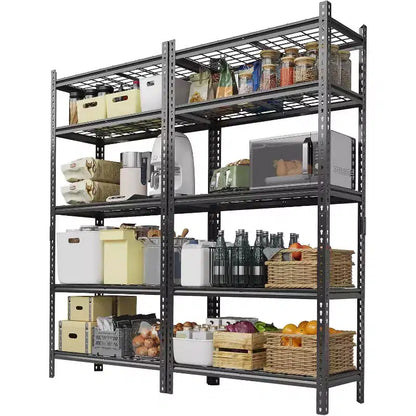 Étagère de rangement métallique, support de rangement réglable à 5 niveaux, étagères de garage robustes, 907 kg pour garage, entrepôt, 91,4 x 40,6 x 182,9 cm, lot de 2