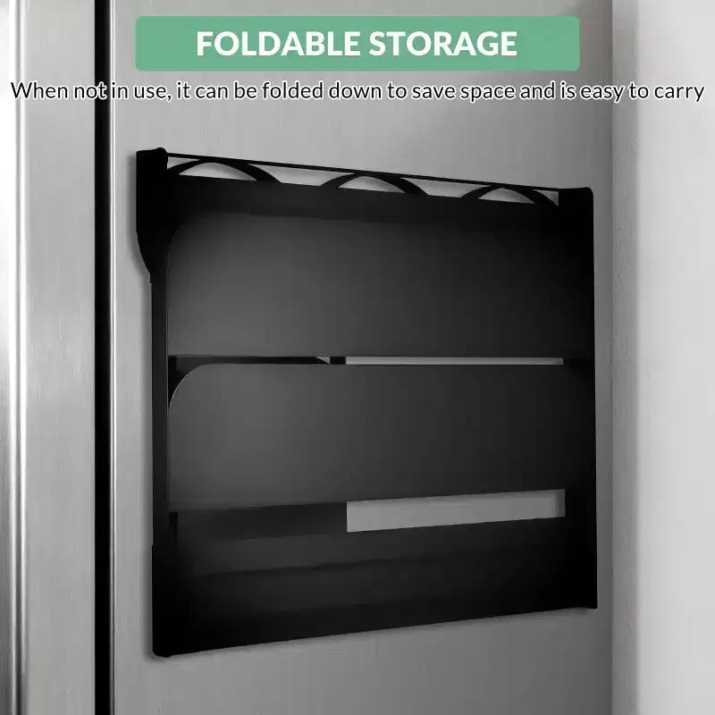 Porte-gobelet magnétique pour côté de réfrigérateur - Organiseur pliable et peu encombrant avec étagère et crochets, peut contenir 3 grandes tasses, installation sans perçage pour la cuisine
