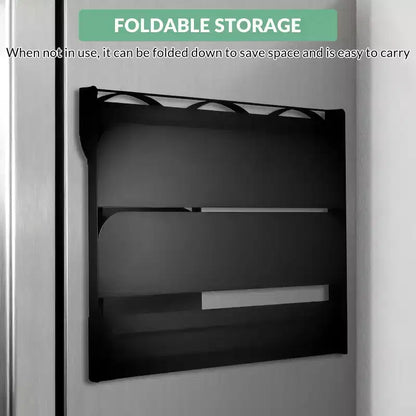 Porte-gobelet magnétique pour côté de réfrigérateur - Organiseur pliable et peu encombrant avec étagère et crochets, peut contenir 3 grandes tasses, installation sans perçage pour la cuisine