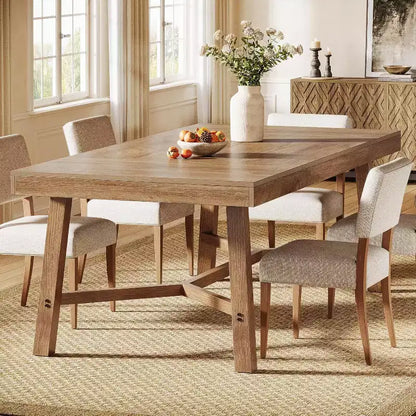 Table à manger de ferme 70,9" pour 6-8 personnes avec pieds renforcés - Naturel
