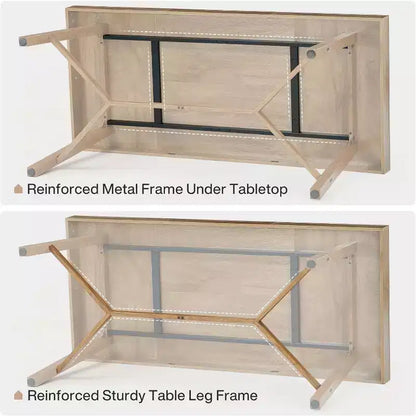 Table à manger de ferme 70,9" pour 6-8 personnes avec pieds renforcés - Naturel