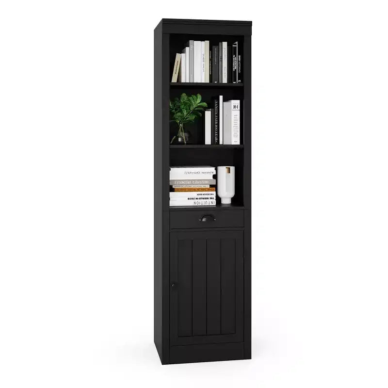 Étagère, Bibliothèque en bois à 5 niveaux, Rangement ouvert, Étagère moderne en blanc ivoire, Étagères de présentation autoportantes pour chambre à coucher, salon