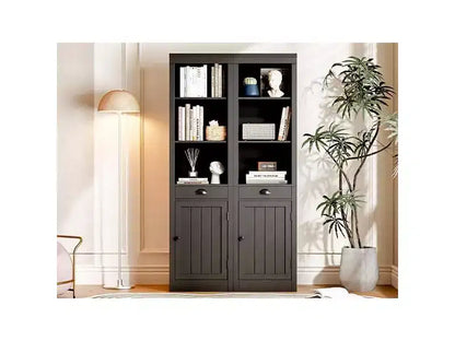 Étagère, Bibliothèque en bois à 5 niveaux, Rangement ouvert, Étagère moderne en blanc ivoire, Étagères de présentation autoportantes pour chambre à coucher, salon