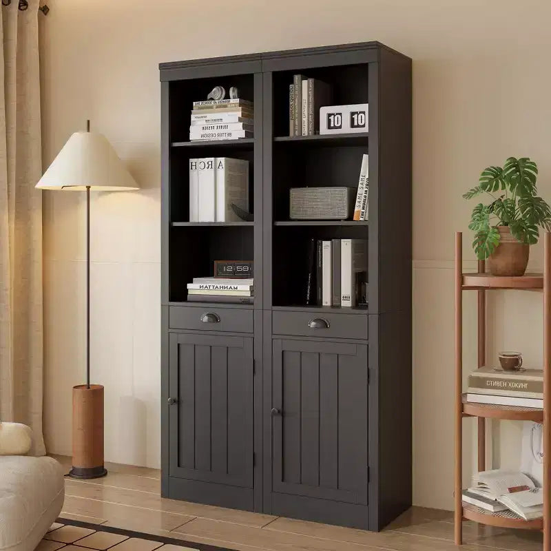 Étagère, Bibliothèque en bois à 5 niveaux, Rangement ouvert, Étagère moderne en blanc ivoire, Étagères de présentation autoportantes pour chambre à coucher, salon