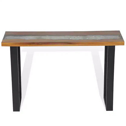 Console en teck industriel avec incrustation en résine 39,4x13,8x29,5"