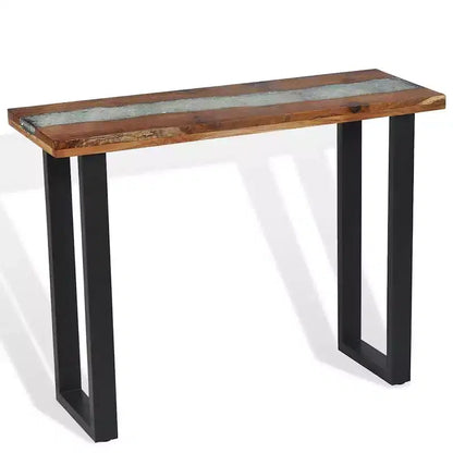 Console en teck industriel avec incrustation en résine 39,4x13,8x29,5"