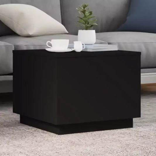 Table basse LED moderne bois d'ingénierie blanc 50x50x40 cm