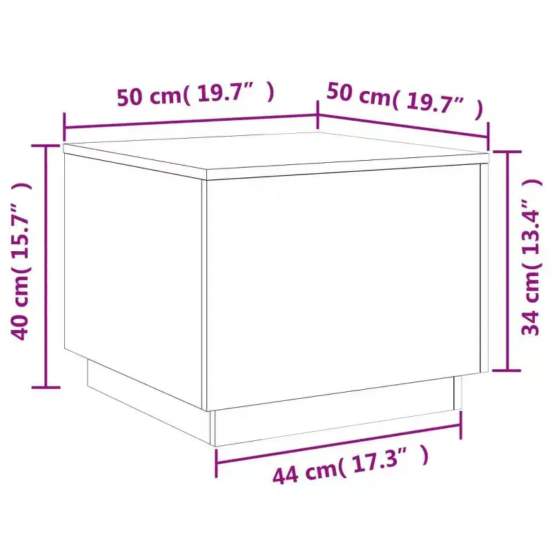 Table basse LED moderne bois d'ingénierie blanc 50x50x40 cm
