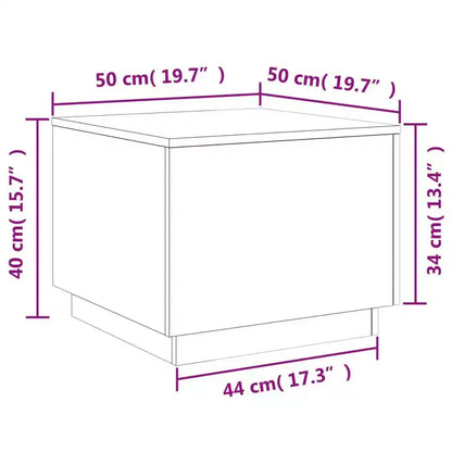 Table basse LED moderne bois d'ingénierie blanc 50x50x40 cm