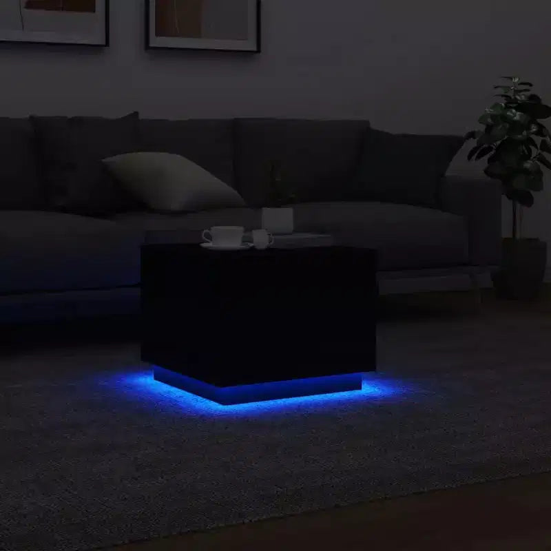 Table basse LED moderne bois d'ingénierie blanc 50x50x40 cm