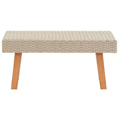 Table Basse d'Extérieur en Bois d'Eucalyptus Massif et Rotin PE Table d'Appoint de Jardin