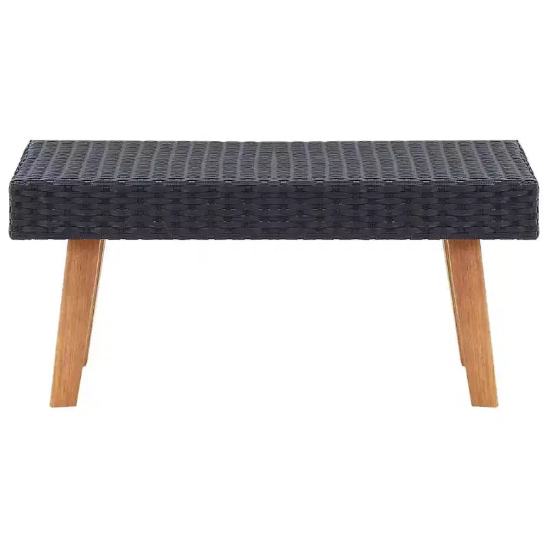 Table Basse d'Extérieur en Bois d'Eucalyptus Massif et Rotin PE Table d'Appoint de Jardin
