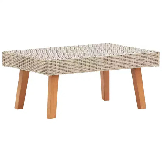 vidaXL Coffee Table Garden Outdoor Side Table Solid Eucalyptus Wood PE Rattan