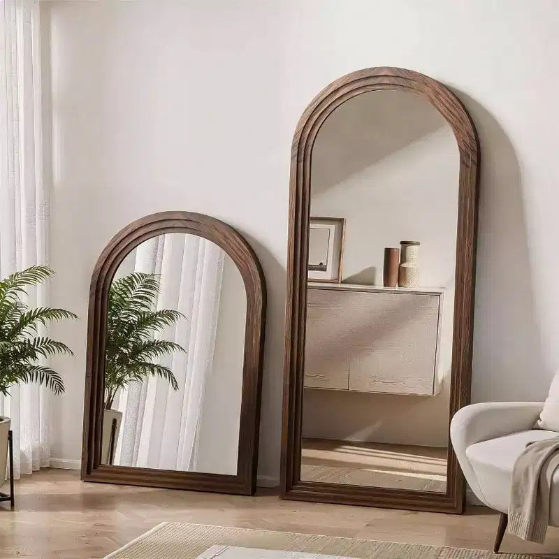 Miroir arqué pleine longueur avec cadre en bois massif marron 55x24 Miroir de ferme mural ou sur pied à suspendre verticalement pour chambre