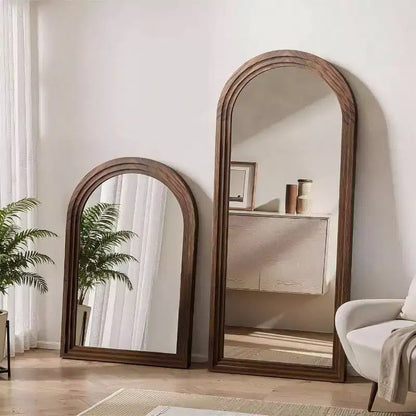 Miroir arqué pleine longueur avec cadre en bois massif marron 55x24 Miroir de ferme mural ou sur pied à suspendre verticalement pour chambre