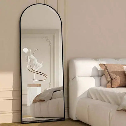 Miroir Arche de 56 Pouces, Miroir sur Pied Noir, Grand Miroir Mural ou à Poser pour Chambre et Salon