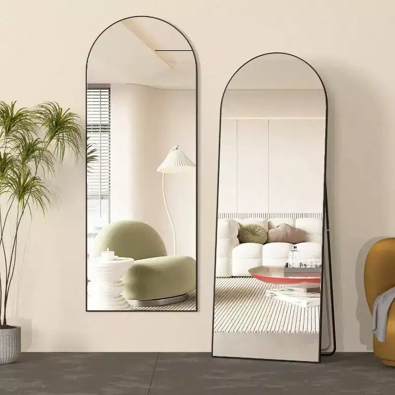 Miroir Arche de 56 Pouces, Miroir sur Pied Noir, Grand Miroir Mural ou à Poser pour Chambre et Salon