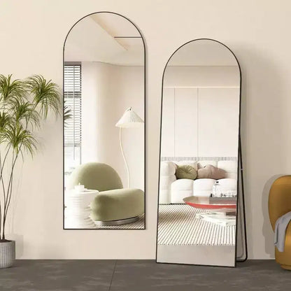 Miroir Arche de 56 Pouces, Miroir sur Pied Noir, Grand Miroir Mural ou à Poser pour Chambre et Salon