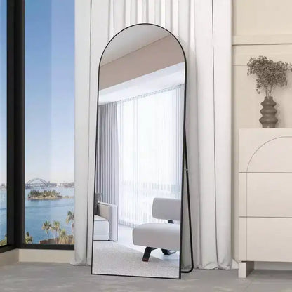 Miroir Arche de 56 Pouces, Miroir sur Pied Noir, Grand Miroir Mural ou à Poser pour Chambre et Salon